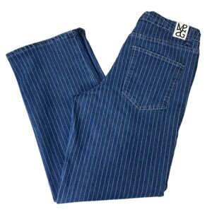 Missguided Dark Blue Pinstripe Jeans Straight Leg Jeans